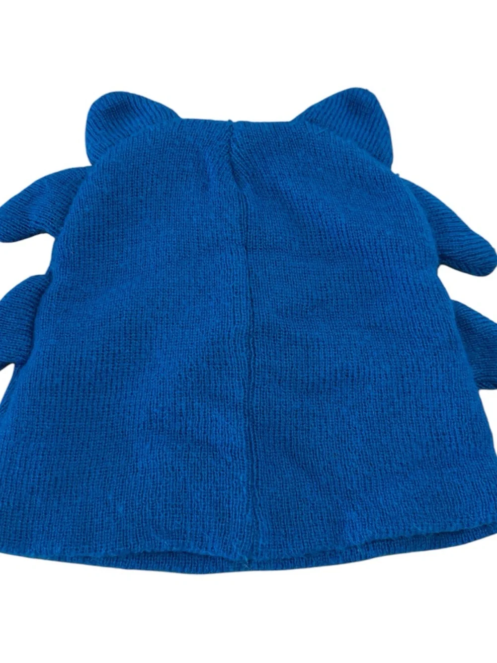 Blue Character Knit Hat with Playful Face and Ear Details